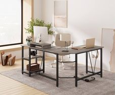 NEW SALE | Computer desk, L-shaped Corner Desk with 2-Layer Storage,Large PC Laptop Table with Monitor Stand and CPU Stand,Gaming Desk Writing Table for Office Home