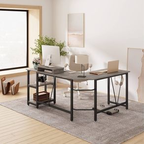 NEW SALE | Computer desk, L-shaped Corner Desk with 2-Layer Storage,Large PC Laptop Table with Monitor Stand and CPU Stand,Gaming Desk Writing Table for Office Home