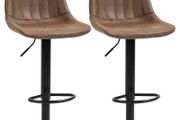 Adjustable Bar Stools Set of 2 Counter Height Barstools Dining Chairs 360 Swivel with Footrest for Home Pub, Brown