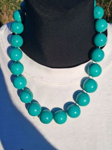 Turquoise Beaded Sterling Silver Necklace