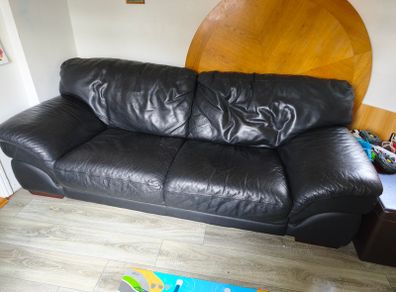 Black leather couch