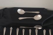 Collection of 11 Vintage Newbridge Silverware Celtic Dragon Design Spoons from Jurys Hotel
