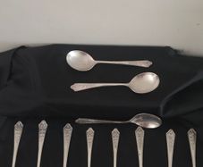 Collection of 11 Vintage Newbridge Silverware Celtic Dragon Design Spoons from Jurys Hotel