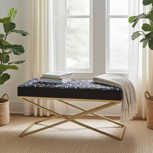 Metal-Framed Bench 100x40cm