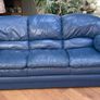 2+3 seater blue leather sofas. Image 5