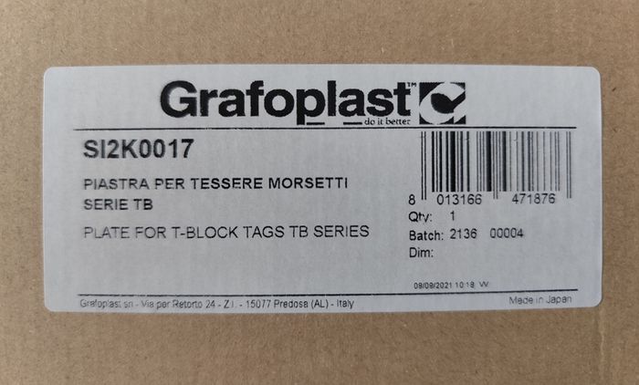 NEW Grafoplast SI2K0017 Feed Plate