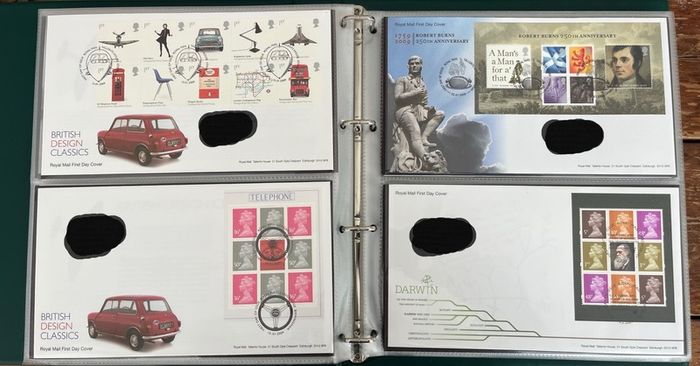 Collection of  78 UK First Day Cover stamps 2007 to 2009 in album