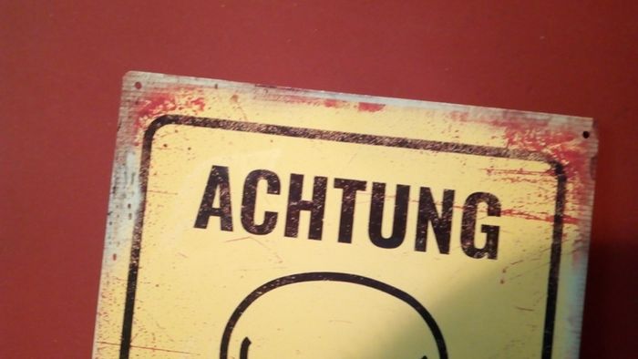 ACHTUNG MINEN Metal Tin Wall Sign Plaque Man Cave War German Mine Danger Warning