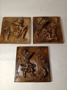 Vintage Irish Pottery Wall Plaques, set of 3