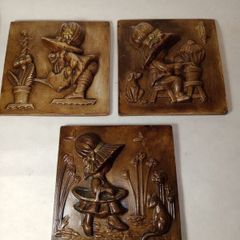 Vintage Irish Pottery Wall Plaques, set of 3