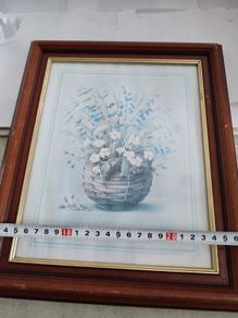 Lovely framed print still life flower basket.