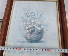 Lovely framed print still life flower basket.