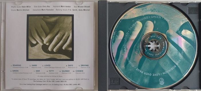Tom Robinson - Love Over Rage CD (1994) COOK CD 066 VG+