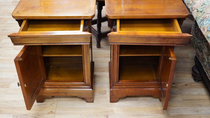Pair of Cherry Wood Bedside Cabinets