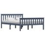 Bed Frame Grey Solid Pinewood 135 x 190 cm Image 5