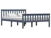 Bed Frame Grey Solid Pinewood 135 x 190 cm