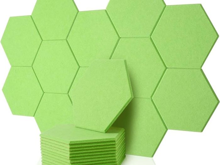 NEW SALE | 12 Pack High Density Hexagon Acoustic Panels,Acoustic Foam Panels 30 x 26 x1 cm Beveled Edge Tiles
