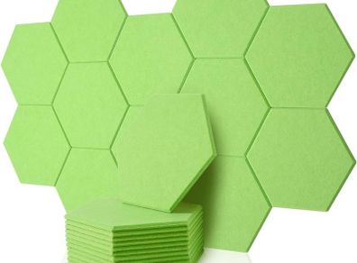 NEW SALE | 12 Pack High Density Hexagon Acoustic Panels,Acoustic Foam Panels 30 x 26 x1 cm Beveled Edge Tiles