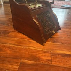 Antique Edwardian coal turf scuttle - fireside box