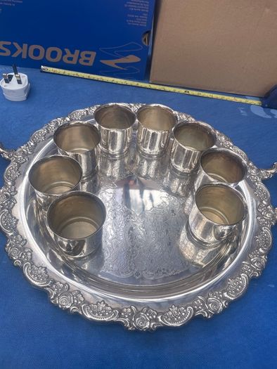 Silver Tray and cups