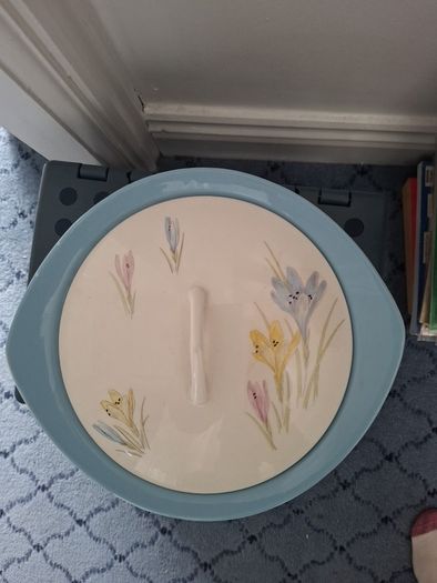 Norwegian  Pottery Cream & Blue Vegetable Dish