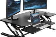 107cm Height Adjustable Stand Up Desk Converter V Series Quick Sit to Tabletop Dual Monitor Riser Workstation Black DESK-V000VL