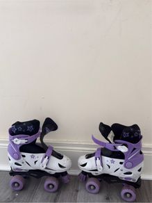 Girls Adjustable Roller Skates Size 33-36 Purple/White