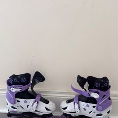 Girls Adjustable Roller Skates Size 33-36 Purple/White