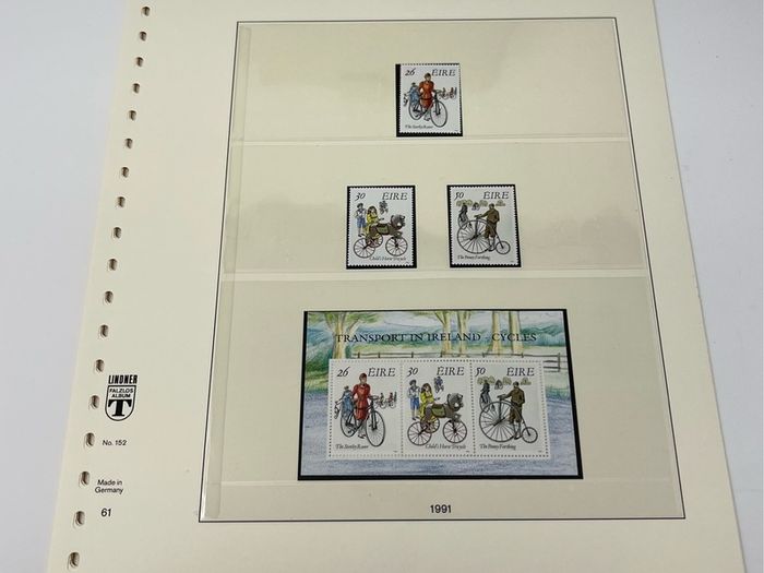 1972-91 Ireland Mint Never Hinged Stamp Collection in Lindner Album. Contained on 56 Lindner Album Pages. 58 Images.