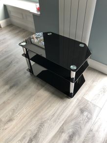 Black Glass & Chrome TV Stand