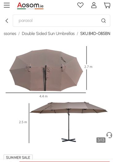 Outsunny 4.6m Garden Parasol Double-Sided Sun Canopy