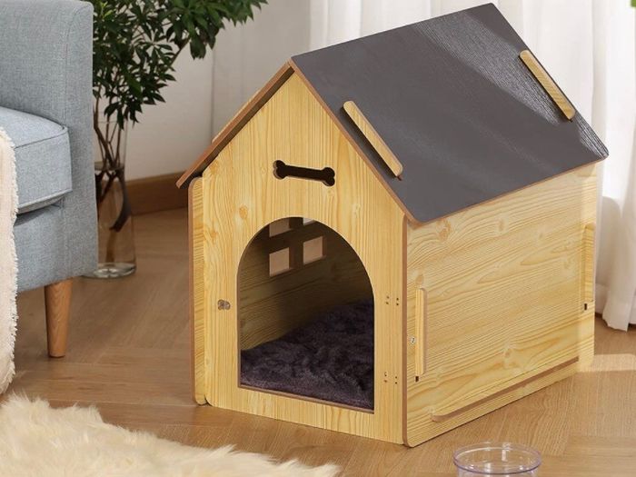 Wooden Pet House with Roof for Dogs Indoor Use, Easy Assemble Breathable Dog Crate for Small Medium Dog Cat, Dog Kennel for Playing and Resting (FREE POSTAGE)