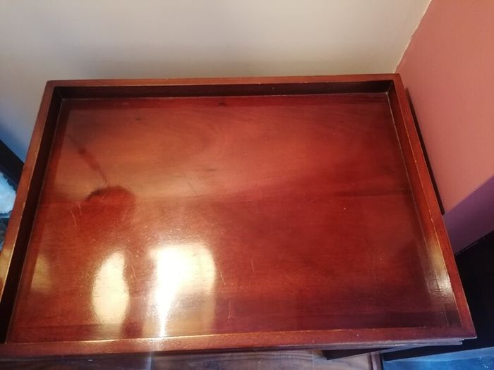 Elegant carved wooden dumb waiter table