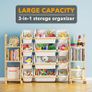 Toy Storage Organizer with 6 Shelves and 12 Bins, Bookshelf/Bookcase, Kids Bin Shelf, Toys Box for Playroom Organization for Bedroom & Room Decor, White, 52.3" W Image 3
