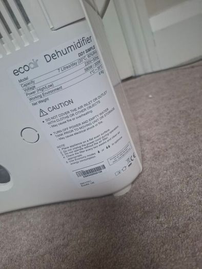 Ecoair Simple 7 Litre Desiccant Dehumidifier