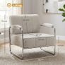 Living Room Armchair Bedroom Chair Thick Padding in Chenille Beige Image 2