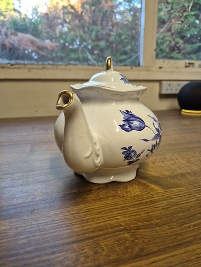Vintage Arthur Wood & Son Blue & White Tea Pot Made in Staffordshire, England