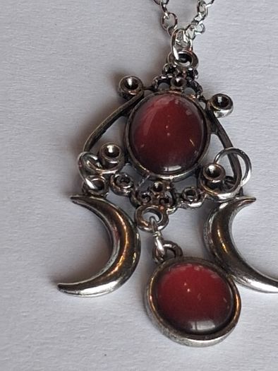 Gothic Triple Moon Goddess Pendant Necklace