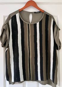 Size 16 Olive Green Striped Top by Peruzzi