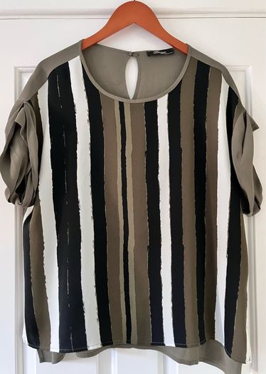Size 16 Olive Green Striped Top by Peruzzi