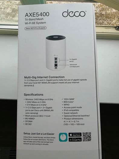 TP-Link WiFi 6E Mesh AXE5400Mbps Deco XE75 Pro(2-Pack)