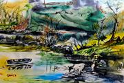 water the cow watercolour