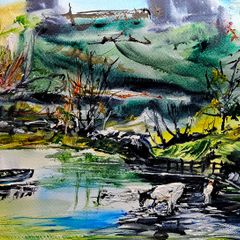 water the cow watercolour