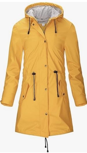 Women's PU Rain Jacket with Hood, Waterproof Windbreaker
