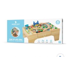 wooden train table and set