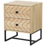 Bedside Table, Modern Nightstand with 2 Drawers, Zig Zag Design, Bedroom Night Table, Natural Image 3
