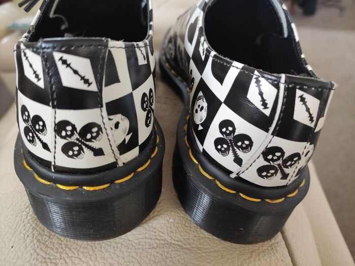 New DR MARTENS 1461 Women's Retro 1970s Playing Card Skulls Shoes