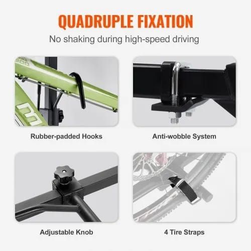 Bike Rack, 2-Bike Platform Style, 80 LBS Max Capacity Bike Rack Hitch for 1.25-/2-inch Receiver, Titling and Folding Bike Carrier with Tires up to 2.4" Wide, for Car, SUV, Truck, RV