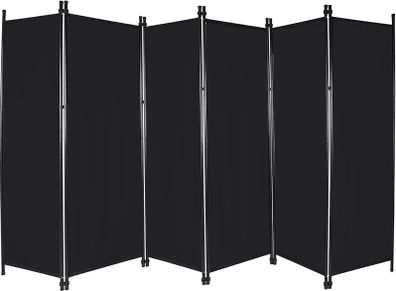 6 Panel Large Folding Room Divider, 10FT Wide Portable Room Partition Wall Dividers, Indoor Outdoor Tall Privacy Screen for Bedroom Dining Room Office Restaurant Hospital, 120"x68", Black