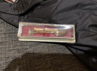 Vintage pewter egg spoon. Squire souvenir from London.